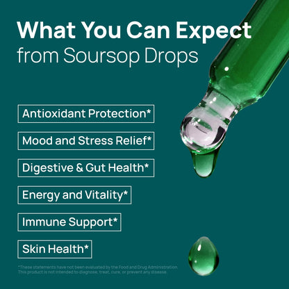 Soursop Bitters Liquid Soursop Drops with Sea Moss, Moringa, Turmeric, Black Seed Oil, Oregano, Ashwagandha & Chlorophyll High Absorption for Gut & Digestive Health, Immune & Antioxidant | 2 Fl Oz