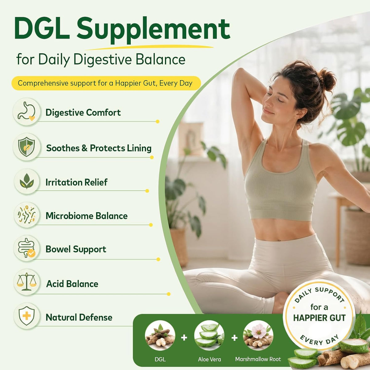 DGL Gummies - Deglycyrrhizinated Licorice Supplement for Stomach Relief & Digestive Comfort - with Aloe Vera & Marshmallow Root - Sugar Free, 60 Chewable Gummies