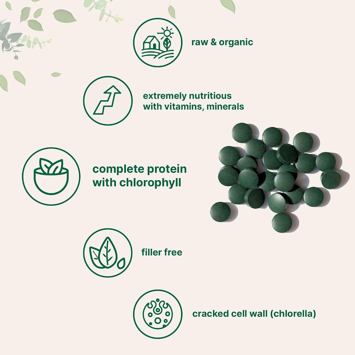 Micro Ingredients Organic Chlorella Spirulina 3000mg Tablets & Vitamin D3 5000iu + K2 100mcg Bundle 2 Pack | Cracked Cell Wall, Rich in Vegan Protein & Chlorophyll | Essential Sunshine Vitamins
