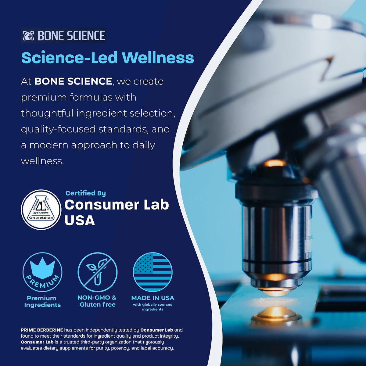 BONE SCIENCE Prime Berberine Phytosome with Berbevis and BioPerine, Metabolic Wellness Support with Ceylon Cinnamon, Banaba, Bitter Melon and Quercetin, Vegetarian Capsules