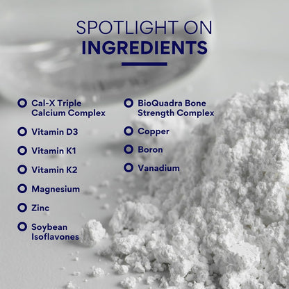 Research Verified Bone Health Support - Rebuild Bone Mass - Triple Calcium Complex, Vitamin D3, Vitamin K2, Soy Isoflavones, BioPerine - 60 Tablets - 1 Month Supply