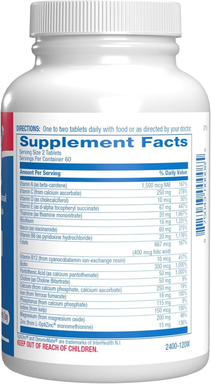 30-in-1 Adult Multivitamin with Iron - Antioxidant Rich Over 50 Multivitamin for Women and Men with Vitamins A C D E B Complex Zinc Magnesium Myo Inositol Citrus Bioflavonoids & More - 2 Month Supply