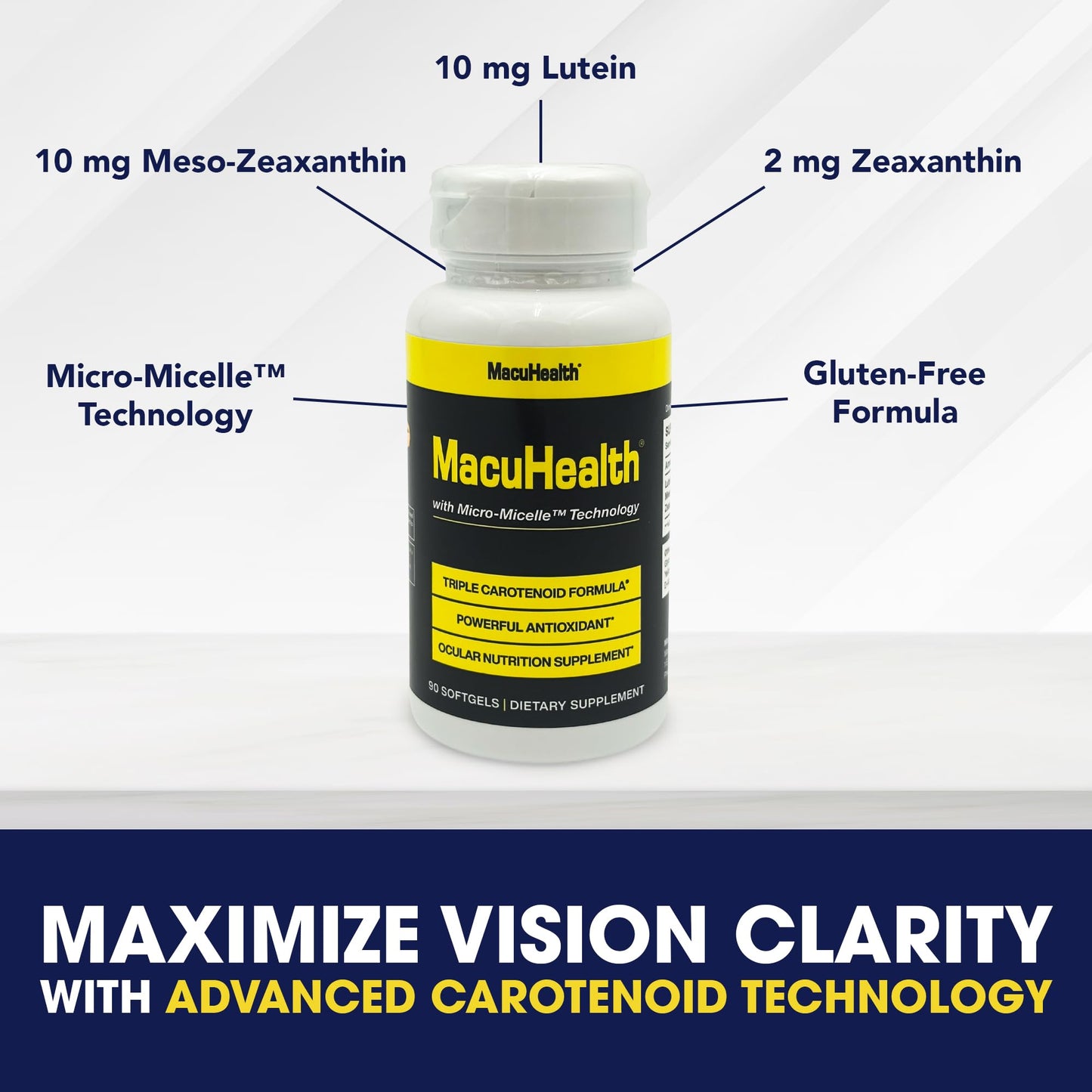 Macuhealth Triple Carotenoid Formula - Eye Vitamins for Adults - 90 Softgels, 3 Month Supply