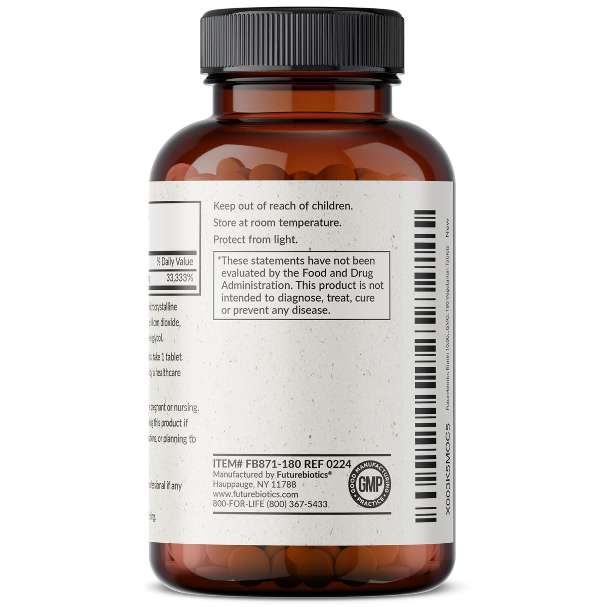 Futurebiotics Biotin 10,000 MCG High Potency Tablets Supports Healthy Hair, Skin & Nails & Energy Production, Non-GMO, 180 Vegetarian Tablets