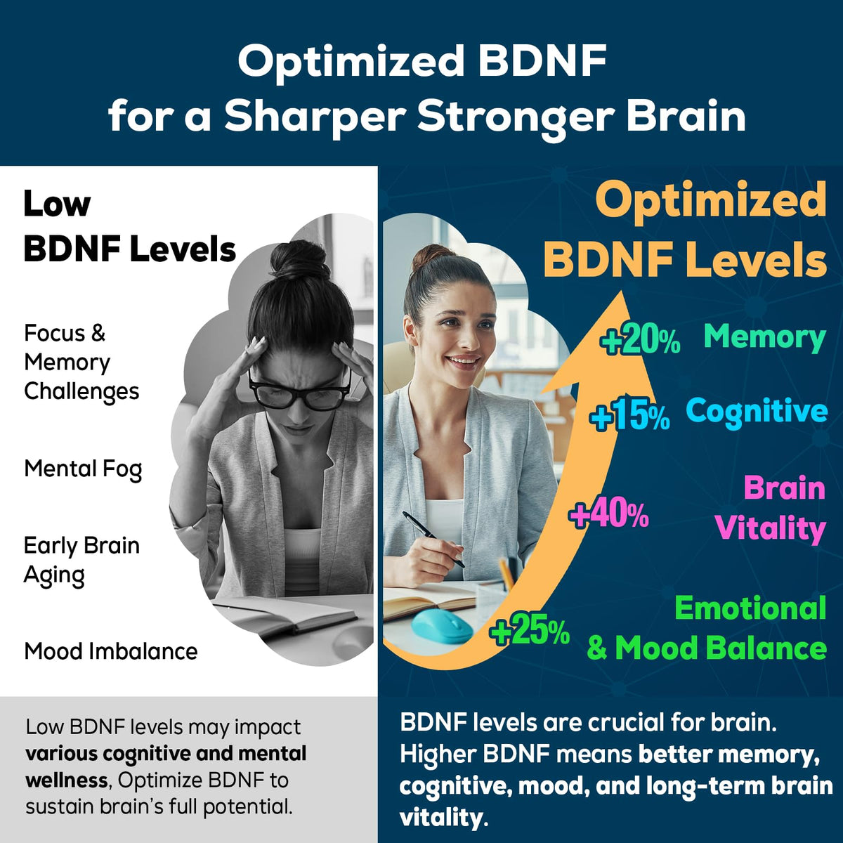 Nootropic Brain Supplement for Memory and Focus – BDNF Optimizer – Cognitive, Mental Clarity & Mood – High Absorption – Organic Lion's Mane, L-Theanine, Ginkgo Biloba & Alpha GPC – 60 Tablets