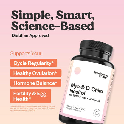 Myo & D Chiro Inositol + MTHF + Vitamin D3 | Myo-Inositol & D-Chiro Inositol Capsules with MTHF, Vitamin D3 Enhanced Bundle Supplement | Complete Hormonal & Fertility Support | 30 Servings