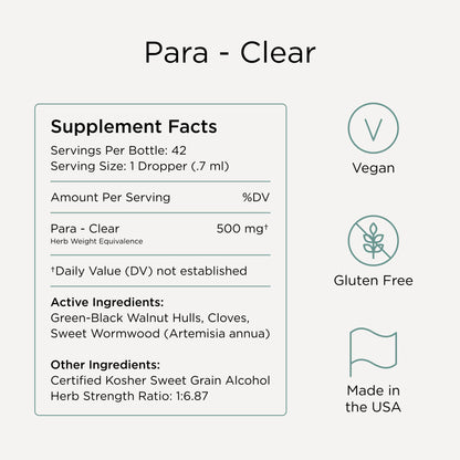 Zuma Nutrition para-Clear, Vegan Herbal Liquid with Clove Extract & Sweet Wormwood for Gut Health & Immune Support, Plant Based Water Soluble