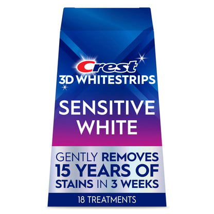 Crest 3D Whitestrips Sensitive White – Teeth Whitening Kit, 18 Treatments, Each with 1 Upper/1Lower, 36 Strips – Crest 3DWhite Teeth Whitening Strips
