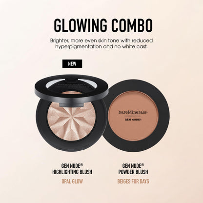 bareMinerals Gen Nude Highlighting Blush, Opal Glow, Vegan, Cruelty-Free & Dermatologist-Tested