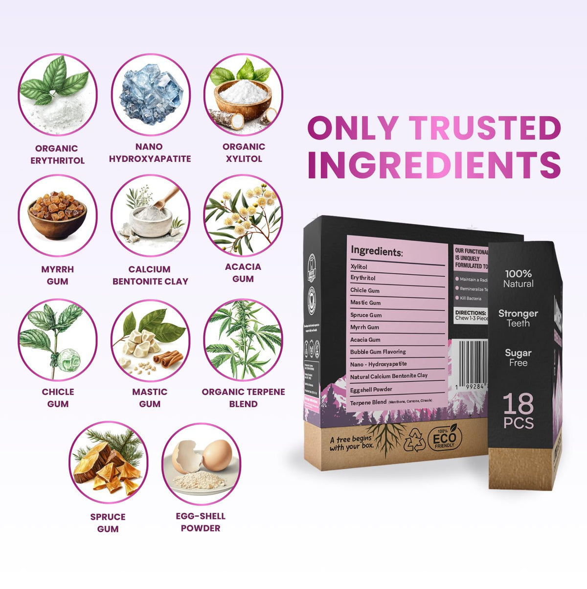 Larineco Remineralizing Gum with Nano Hydroxyapatite & Xylitol – Sugar-Free Xylitol Gum – Plastic-Free, Dye-Free, Aspartame-Free – Natural Base – 36 Pieces, Mastic Mint