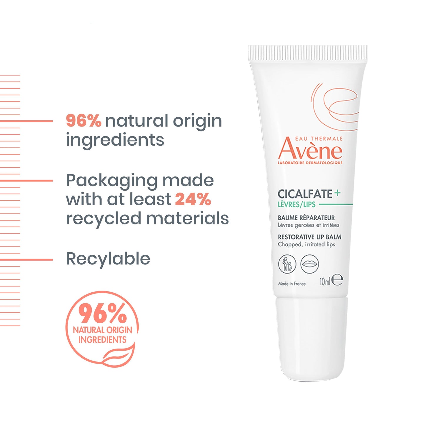 Avène Cicalfate Restorative Lip Cream, Long Lasting Moisture to Soothe Dry, Cracked Lips