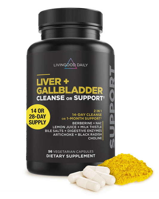 Livingood Daily Liver & Gallbladder Cleanse or Support Supplement with Milk Thistle, Ox Bile, Bile Salts, Digestive Enzymes and Artichoke Leaf Extract