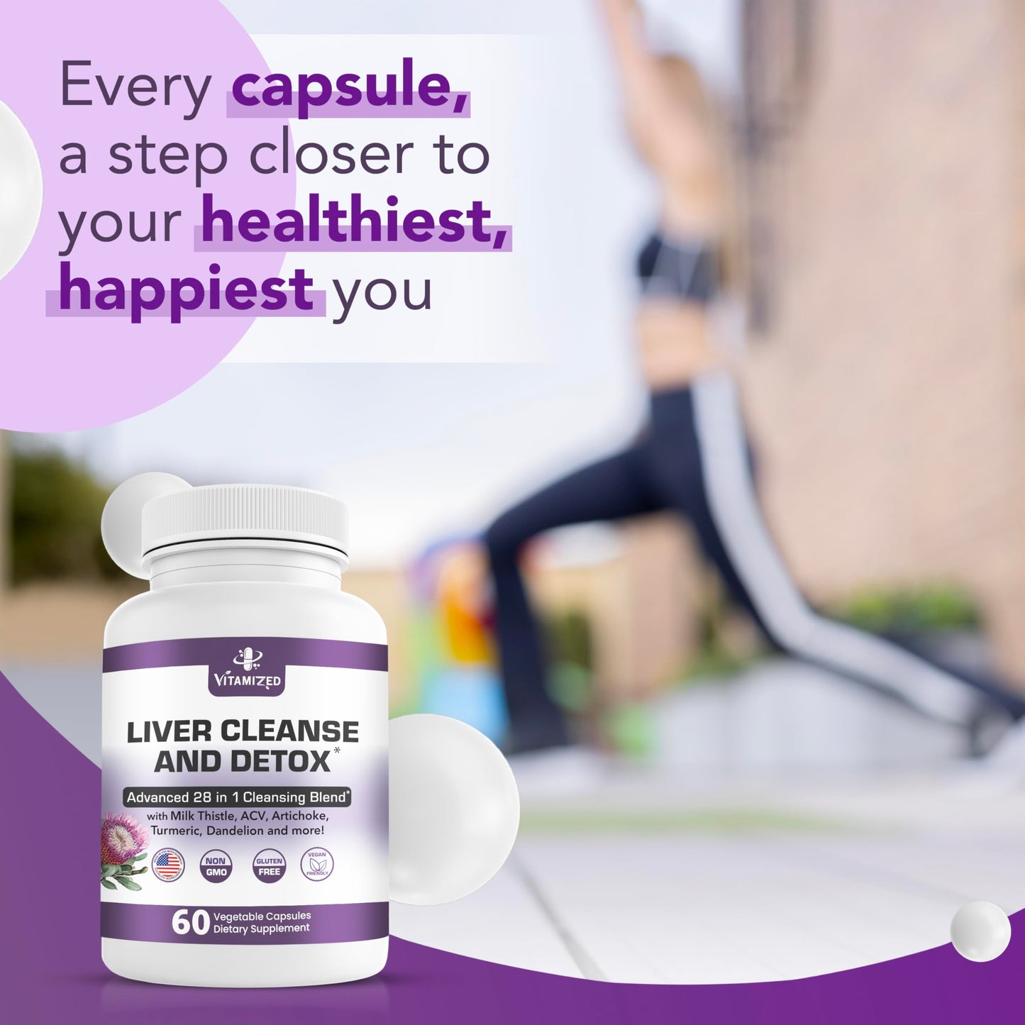 Liver Cleanse Detox & Repair Fatty Liver Supplements 28-in-1 Advanced Herbal Liver Health Supplement Formula - Milk Thistle Silymarin, Artichoke Extract, Dandelion & Apple Cider Vinegar - 60 Pills