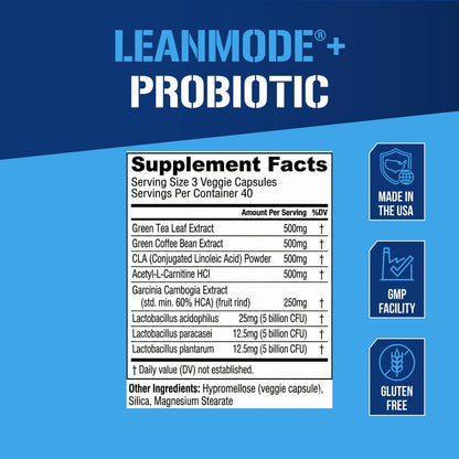 EVL Weight Loss Support Pills - Premium Multipurpose Appetite Metabolism and Fat Loss Support for Men and Women - LeanMode with Green Coffee Bean Extract CLA and Garcinia Cambogia - 50 Servings