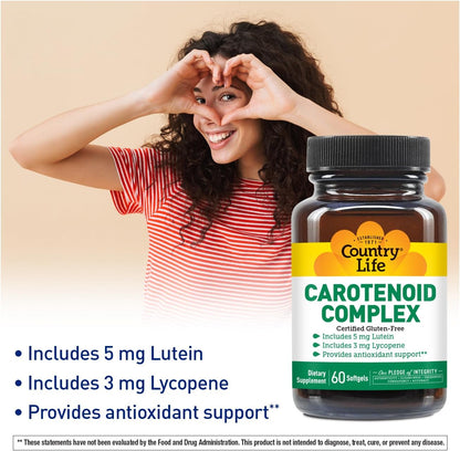 Country Life Carotenoid Complex with Lutein and Lycopene, 60 Softgels