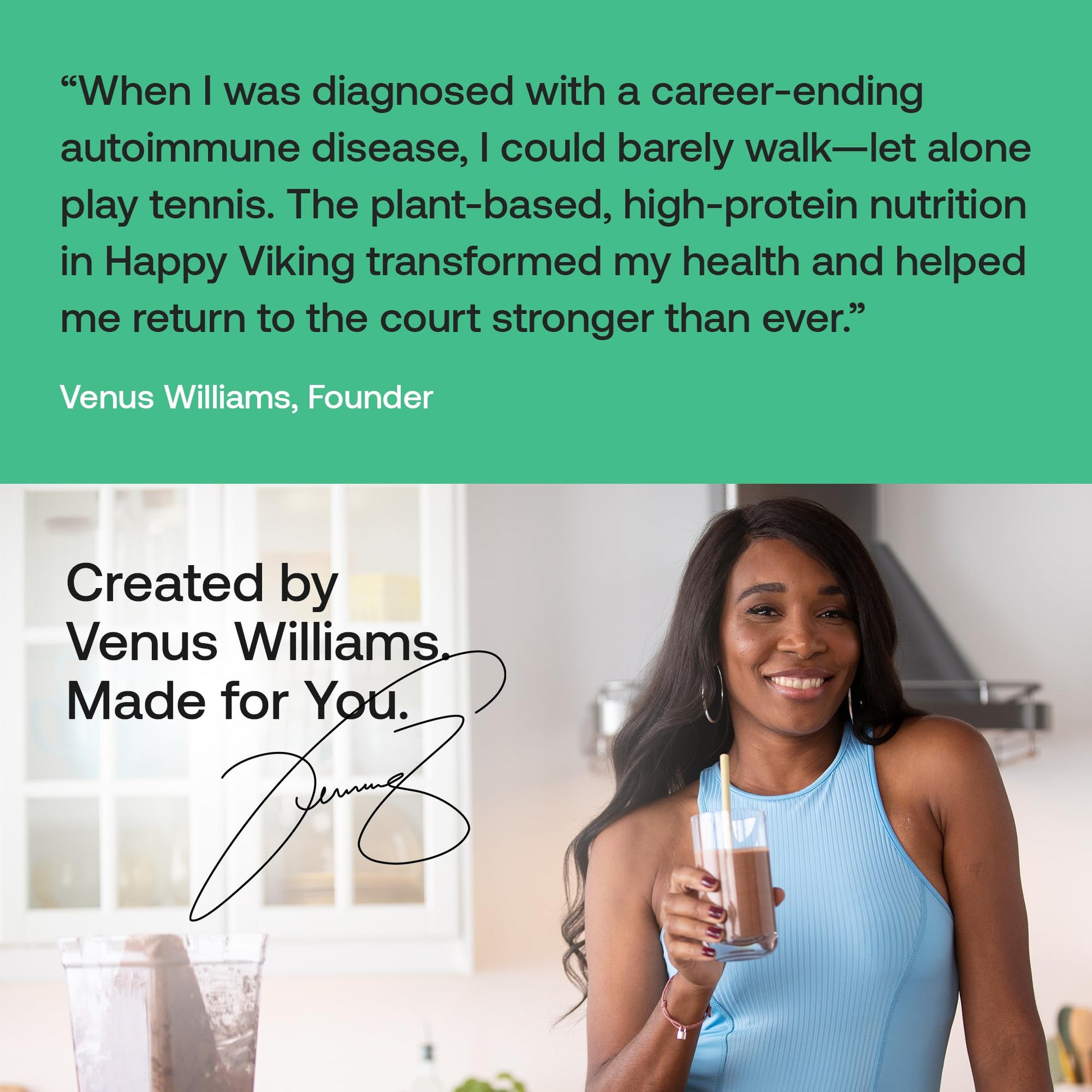 Happy Viking Plant-Based Protein Powder +100 Superfoods Vanilla Meal Replacement Shake, Created by Venus Williams, 30g Plant Protein, 10g Fiber, Vegan, Gluten-Free, Non-GMO, 15 Meals Happy Viking buy supplements Au
