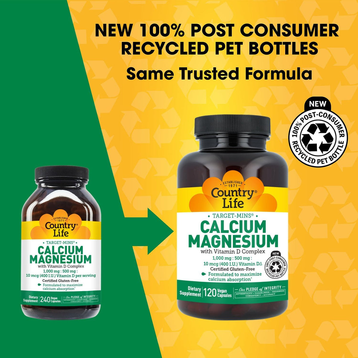 Country Life Target-Mins Calcium Magnesium with Vitamin D, 240 Capsules