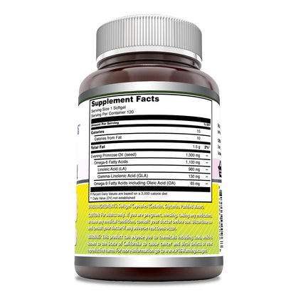 Amazing Formulas Evening Primrose Oil 1300mg, 10% GLA, Softgels Supplement | Hexane Free Cold Pressed Oil | Non-GMO | Gluten Free (250 Count)