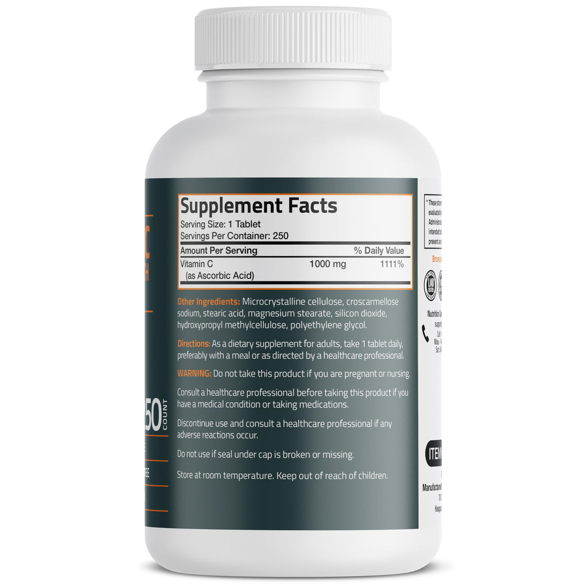 Bronson Vitamin C 1000mg Extra Strength, Supports a Healthy Immune System, High Potency, Non-GMO, 100 Vegetarian Tablets