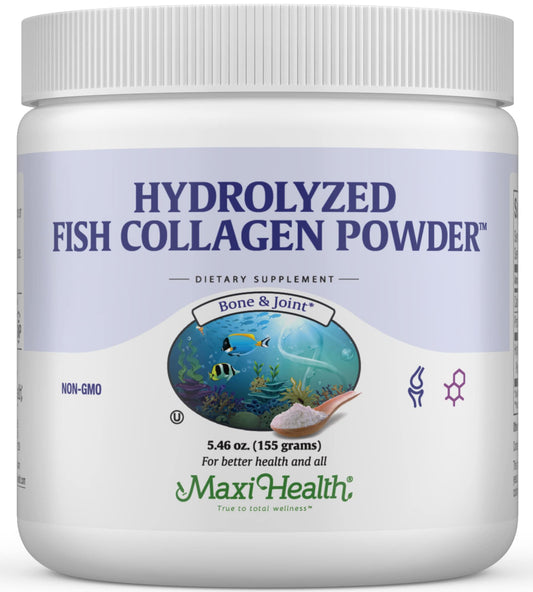 Maxi Health Collagen Peptides Powder – Type I Unflavored Marine Powder Collagen for Women & Men - Wild-Caught Protein Supplement