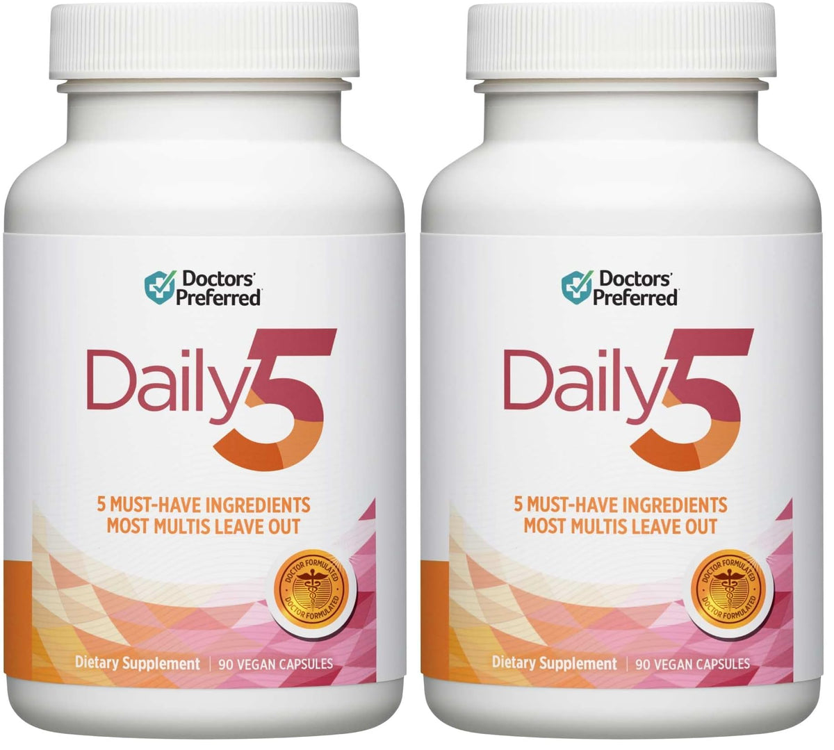 DOCTORS' PREFERRED Daily5 Multivitamin for Women and Men, Clinically Validated Ingredients, Heart, Joints, Circulation, 90 Vegan Capsules