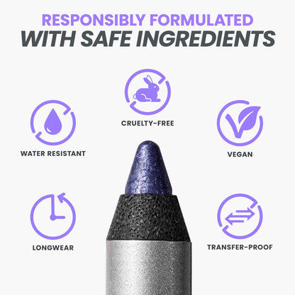 Wonderskin Eyeliner Pencil, 1440 Longwear Blue Purple Eyeliner Pencil - Waterproof, Sharpenable & Smudge Proof