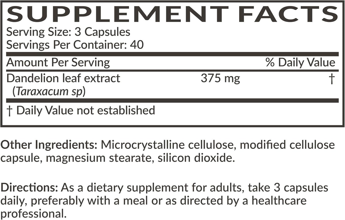 Futurebiotics Dandelion Extract Traditional Diuretic Herb, Non-GMO, 120 Vegetarian Capsules