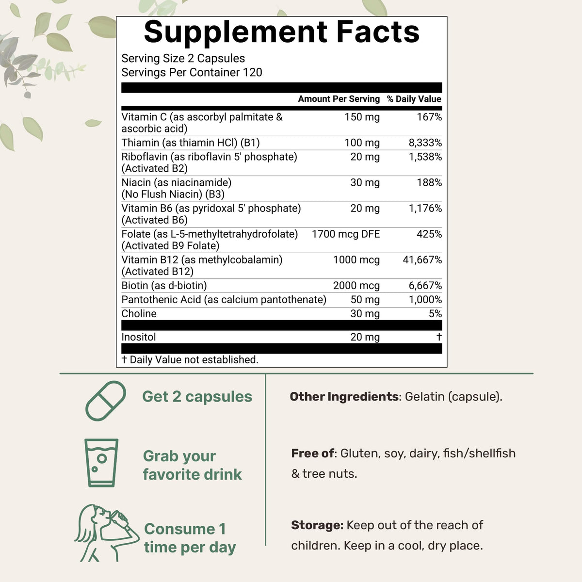 Micro Ingredients Pure Methylated B Complex Vitamins, 240 Capsules | 11-in-1 with Methylfolate, Methylcobalamin B12 & P5P + Fat-Soluble Vitamin C, Choline & Inositol. Filler Free, Non-GMO.