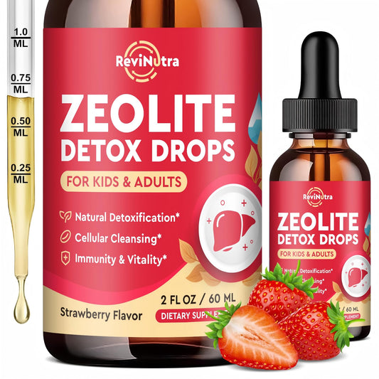 ReviNutra Zeolite Detox for Kids and Adults, Clinoptilolite Zeolite Liquid Drops with Chlorella,