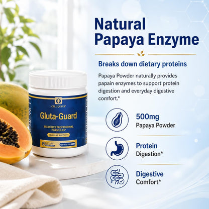 Gluta-Guard L-Glutamine Powder with Papaya Powder & Acacia Fiber | Triple-Action Gut Health & Digestive Support, Gut Lining, GI Health & Regularity, Prebiotic Fiber Supplement, 30 Servings