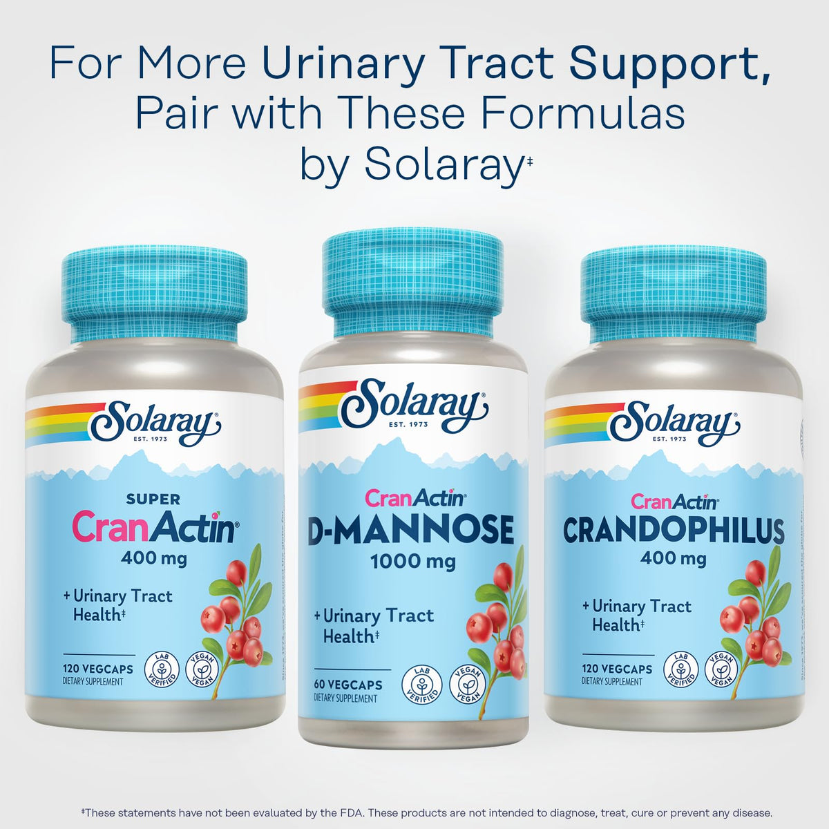 Solaray D-Mannose 1000mg with CranActin Cranberry Supplement 400mg, Urinary Tract Health & Bladder Support Capsules with Vitamin C, Vegan, 60 Day Guarantee, 75 Servings, 150 VegCaps