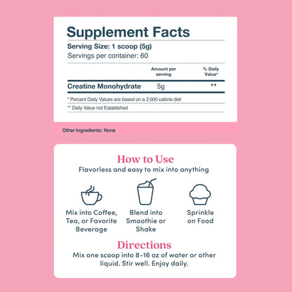 Further Food Unflavored Creatine Monohydrate Powder, 100% Pure, Micronized, Sugar-Free, Supports Strength, Energy and Muscle Recovery, 60 Servings, 10.6 Oz