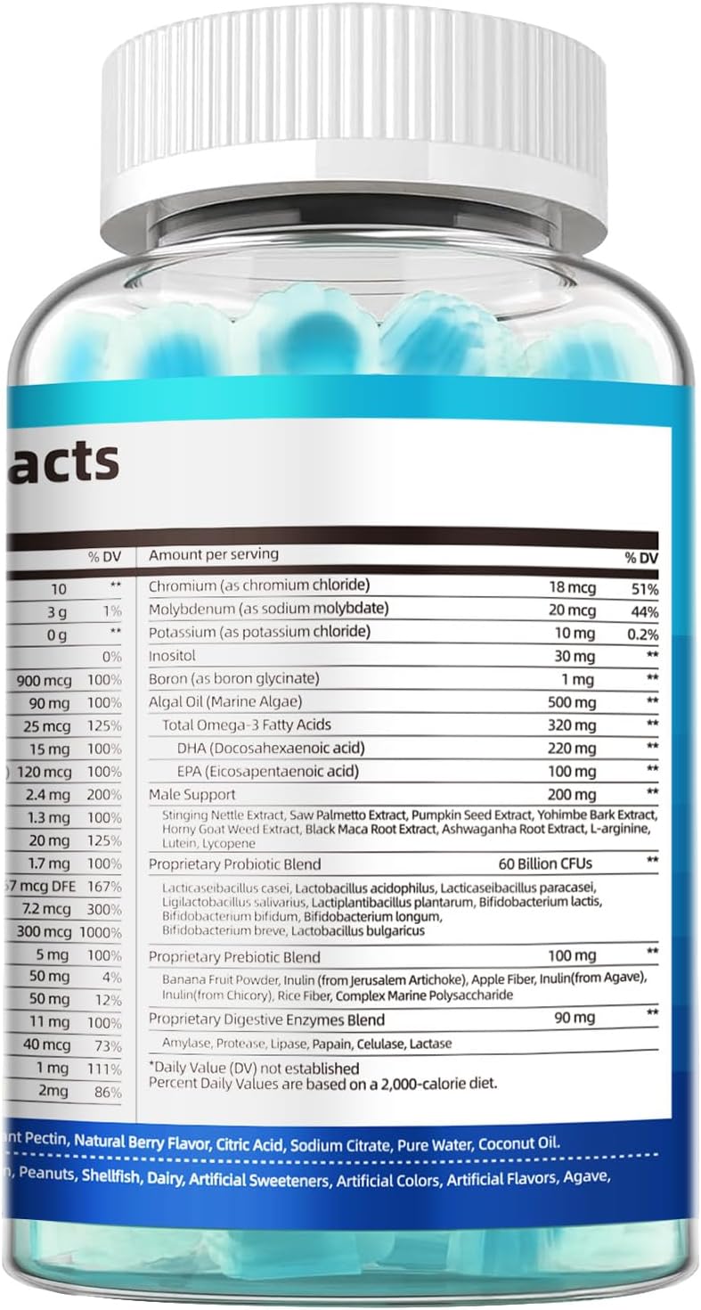 Migcopat Multivitamin for Men Gummies Bundle (2 Pack), Sugar-Free, Omega-3, Probiotics, Vitamins A–E & B, Berry & BlackBerry Flavor