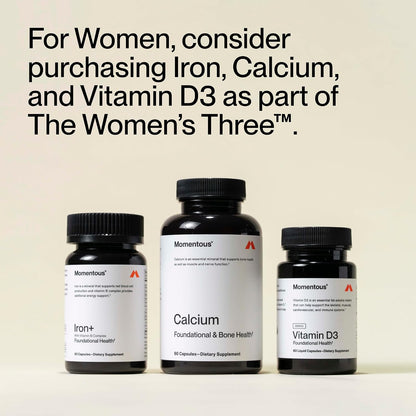 Momentous Calcium with DimaCal Supplement - 250 mg Capsules for Foundational & Bone Health Support - NSF Certified for Sport - Gluten-Free - 60 Servings