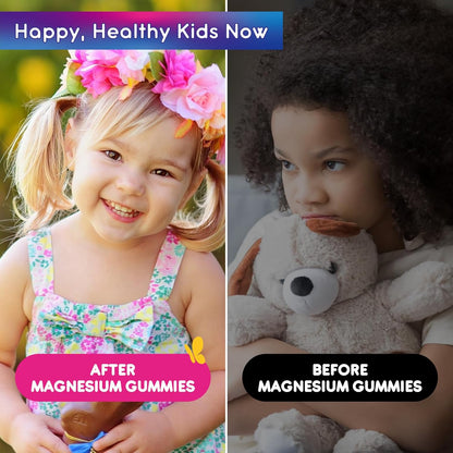 2 Pack Kids Magnesium Gummies Sugar Free Strawberry & Pineapple Flavor