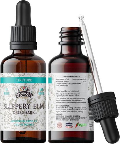 Slippery Elm Tincture 2 oz (60 ml) | Premium Alcohol-Free Herbal Extract from Ulmus Rubra | Liquid Botanical Supplement | Traditional Soothing Mucilage Formula | Made in USA