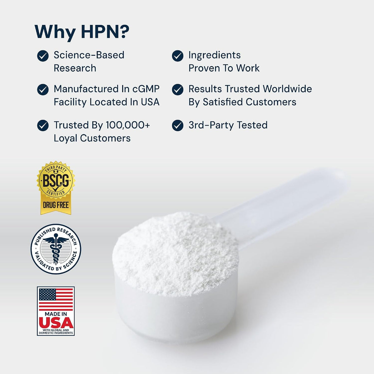 HPN C2 Creapure Creatine for Strength & Recovery, 100 Servings | Ultra-pure Creapure creatine supports strength, performance and recovery; vegan, non-GMO and independently tested.