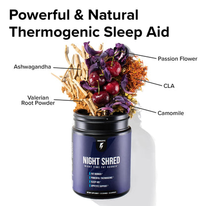 InnoSupps Night Shred Fat and Natural Sleep Support | Ashwaganda, 5-HTP, CLA, Melatonin | Appetite Suppressant