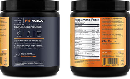 Type Zero Clean Pre Workout Powder (Pineapple Mango) 21 Servings | 200mg Natural Caffeine, L-Citrulline Malate, Beta Alanine, Alpha GPC, Huperzine A, Himalayan Salt, Sugar Free