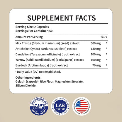 Liver Support with Milk Thistle, 30-Day Supply, Artichoke & Turmeric