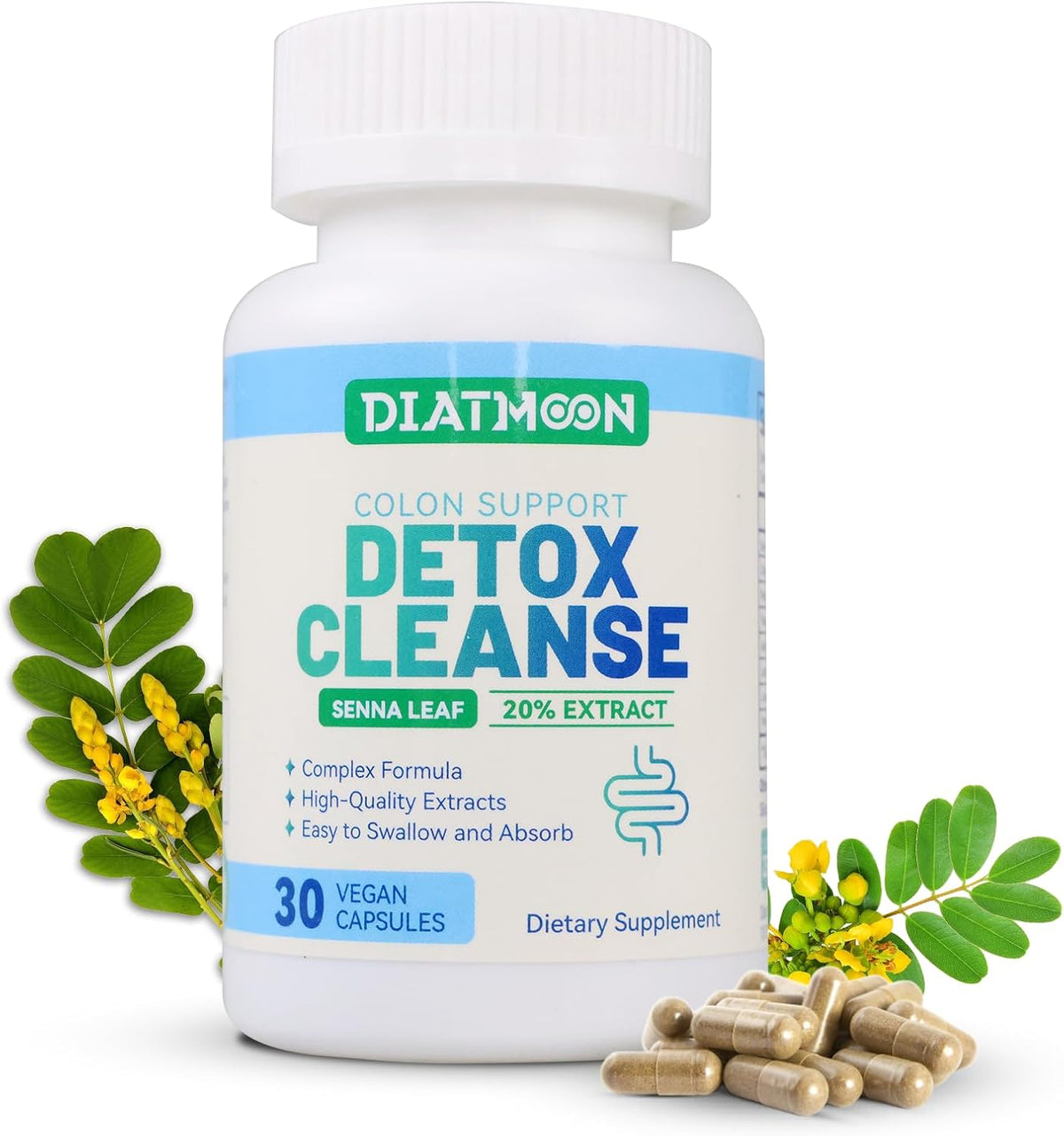 Gut Cleanse Capsules, Gut and Colon Support, Detox & Cleanse, for 15 Days, Non-GMOs, Non-Gluten, Vegan, Colon Cleanse Supplement, 30 Count