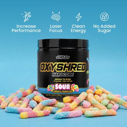 EHP Labs OxyShred Hardcore Super Dosed Pre Workout Powder - Preworkout Powder with L Glutamine & Acetyl L Carnitine, Energy Boost Drink - 275mg of Caffeine - Watermelon Candy, 40 Servings