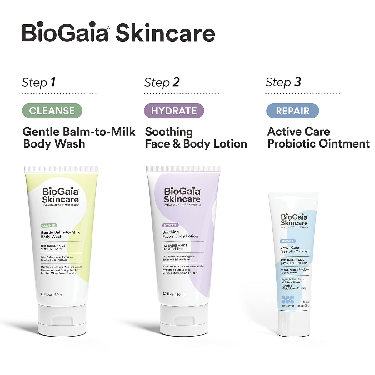 BioGaia Soothing Face & Body Lotion | Scandinavian Babies & Kids Skincare | Certified Microbiome-Friendly | Organic Oils & Omega Fatty Acids