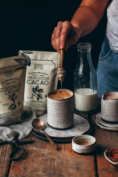 Anima Mundi Heirloom Cacao Powder - Organic Ancestral Seeds - Single Origin Ecuador Cacao Arriba Superfood for Ceremonial Rituals - Antioxidant-Rich