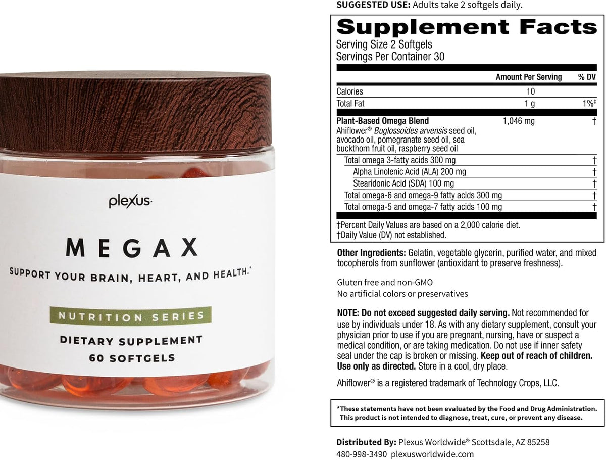 Plexus MegaX® | Plant-based omega fatty acids — gluten-free, non-GMO soft gels with no fishy aftertaste