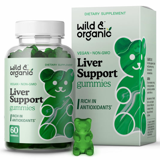 Wild & Organic Liver Support Gummies - Milk Thistle, Dandelion Root Extract for Liver Cleanse Detox - 60 Silymarin Milk Thistle Gummies