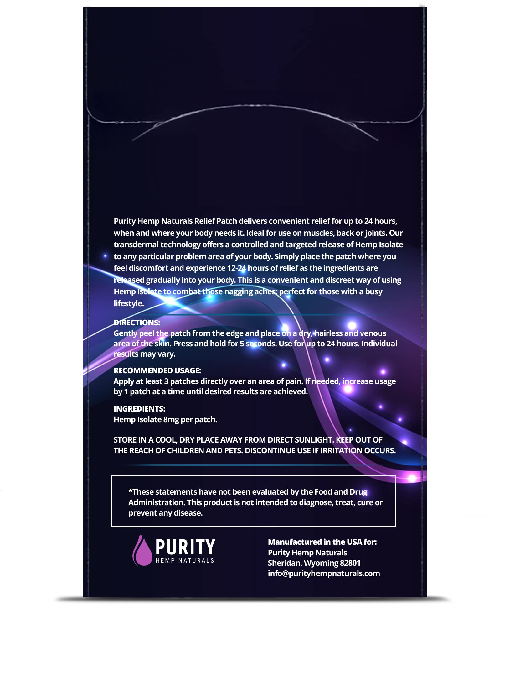Purity Hemp Naturals Body Discomfort Patch 240 mg - 30 ct (8 mg ea.) Lasts 24 Hours. Sweat & Water Resistant. Convenient & Discreet. For Use On Any Part Of The Body. Plant-Based Extended-Release Patch Purity Hemp NaturalsBuy Supplements Australia