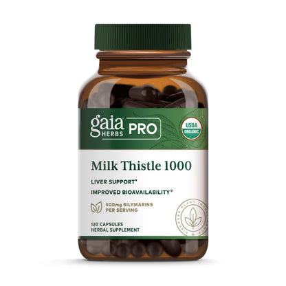 GAIA HERBS PRO Milk Thistle 1000 - Liver Health Support Supplement* - Liver Cell Health Supplement* with Silactive Milk Thistle Fruit Extract -