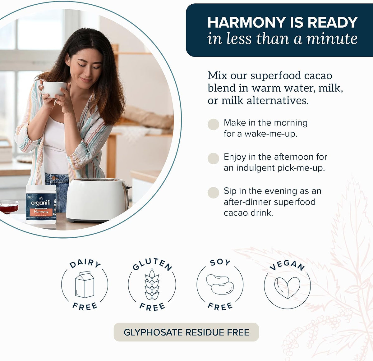 Organifi Harmony - Hormone Balance for Women with Cacao Superfood Powder, 30 Servings