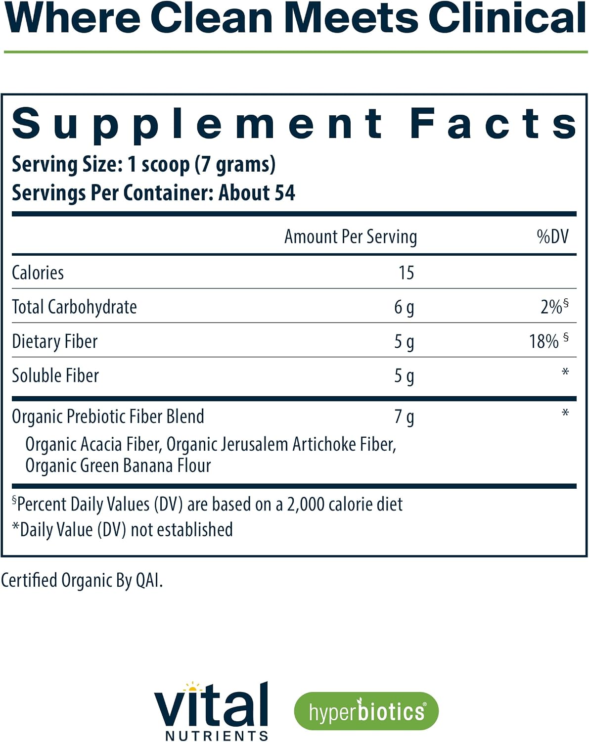 Hyperbiotics Vital Nutrients Organic Prebiotic Fiber Powder | Supports Gut Health and Digestive Regularity | Soluble Fiber Supplement for Women and Men | Vegan Organic Fiber Powder | 54 Servings